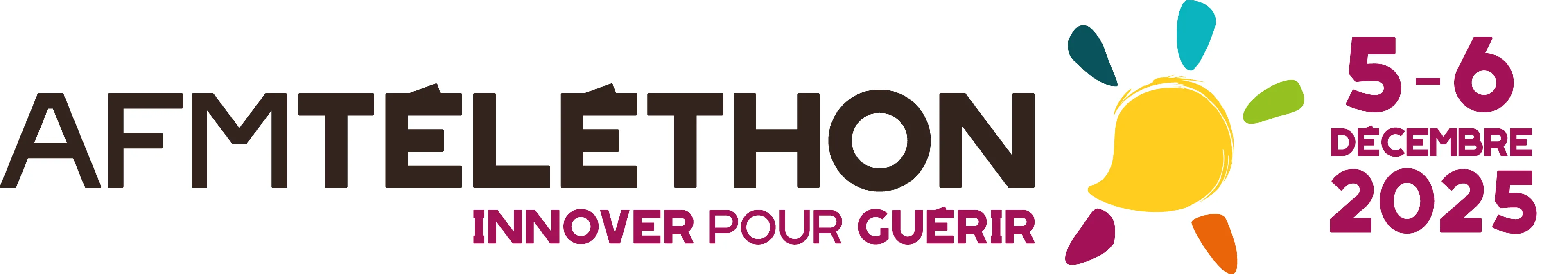 Logo AFM-Téléthon avec les dates de l'édition 2025 du Téléthon