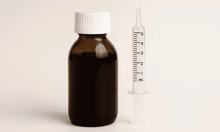 Vignette Actualité : Flacon de sirop avec une seringue