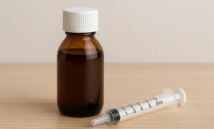 Vignette Actualité : Flacon de sirop avec une seringue