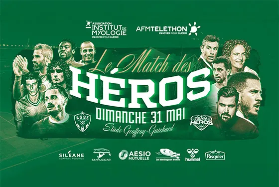 Au stade Geoffroy-Guichard, les légendes de l'AS Saint-Étienne et une équipe de personnalités se retrouveront le 31 mai 2026 pour financer la recherche contre la maladie de Charcot réalisées par L'Institut de Myologie, l'un des laboratoires de l'AFM-Téléthon