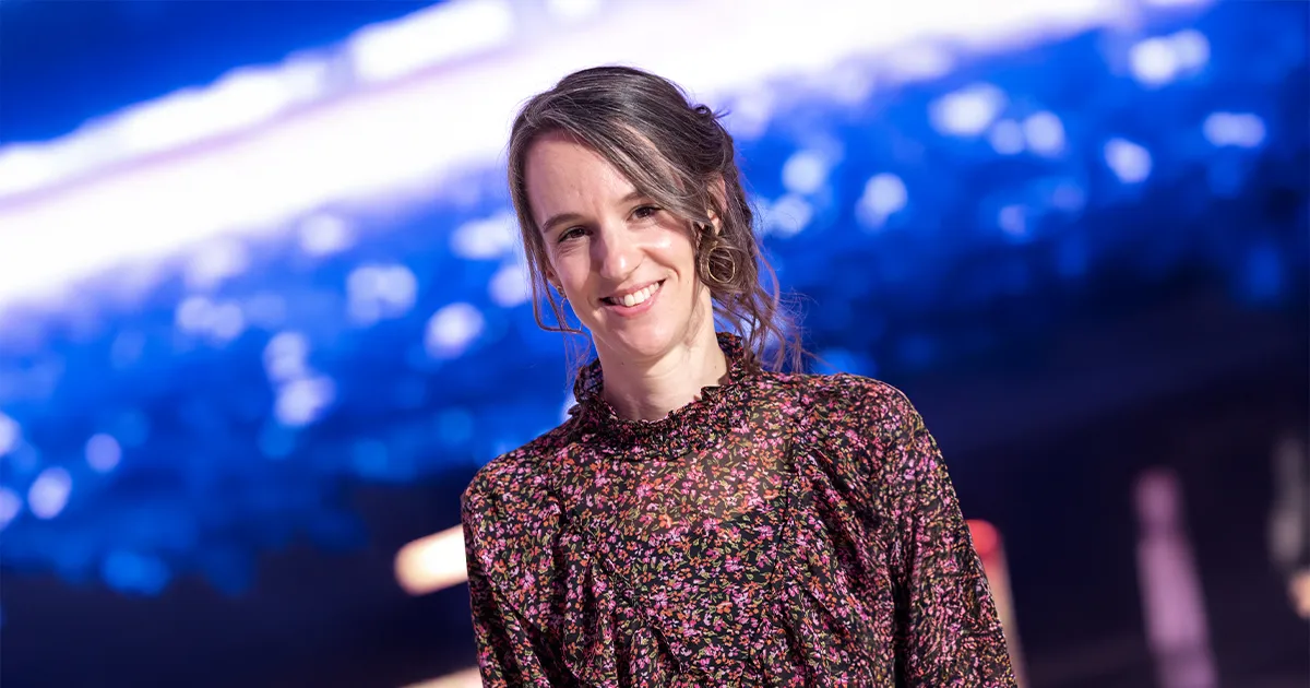 Mathilde, ambassadrice du Téléthon en 2017, sur le plateau de l'émission en 2023