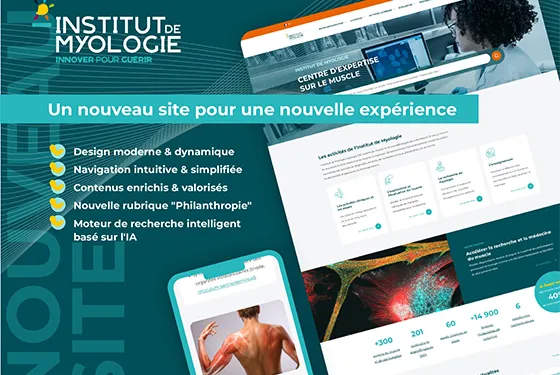 Le nouveau site de l’Institut de Myologie sur un ordinateur.