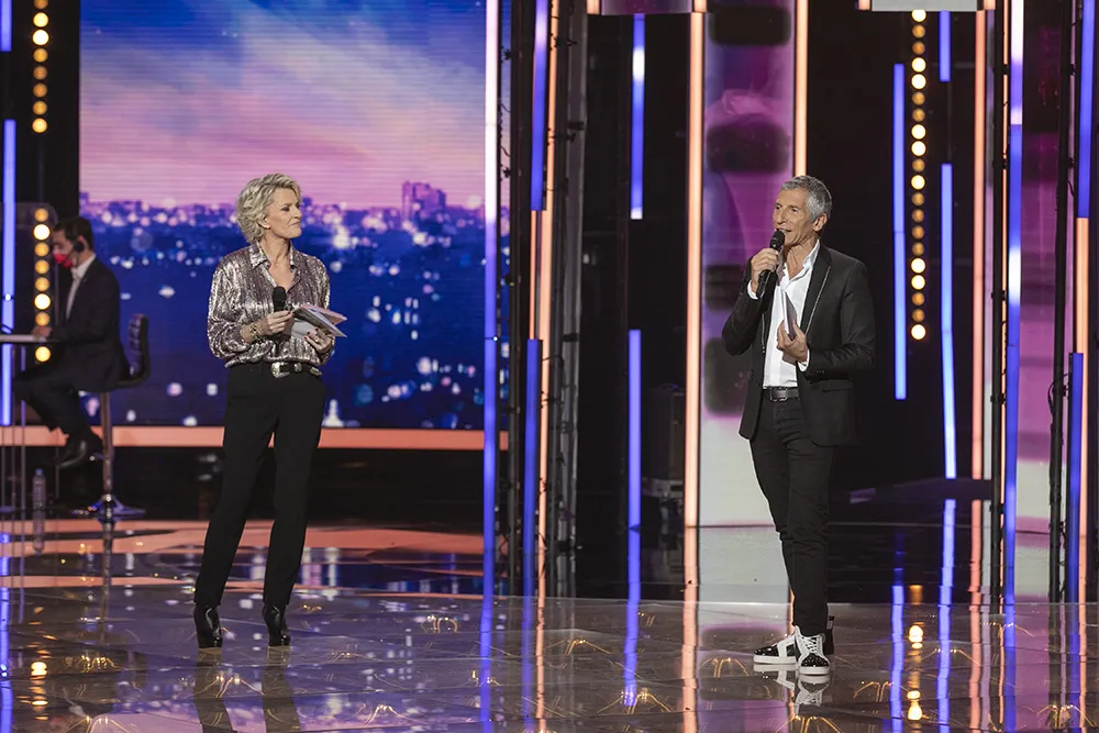 nagui et sophie davant émission vendredi téléthon