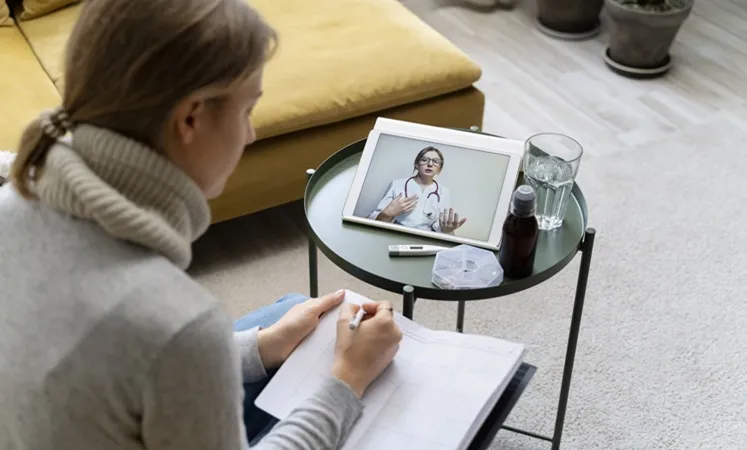 Vignette Actualité - Patient ayant une téléconsultation avec un médecin