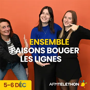 3 femmes prennent la pose en groupe pour le Téléthon 2025