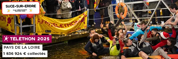 Animation Téléthon et panneau "Sucé sur erdre", ville ambassadrice