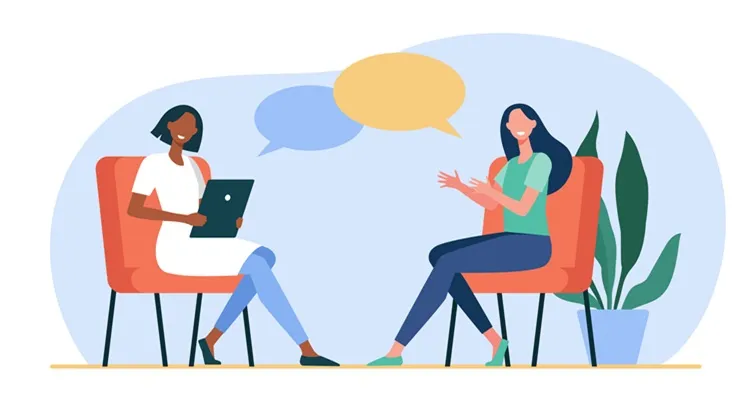 Vignette Actualité : Deux femmes face à face qui dialoguent