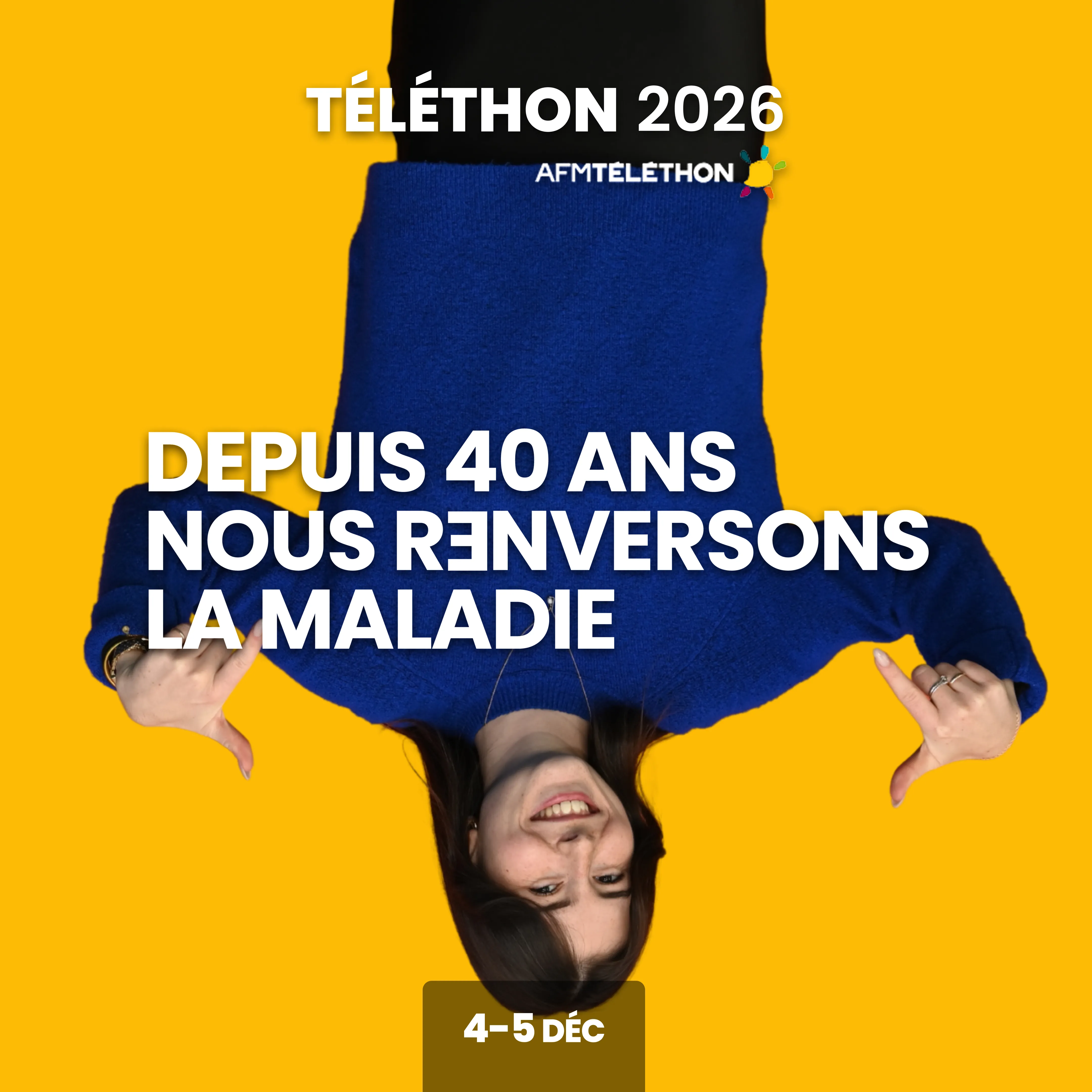 Une jeune femme la tête en bas