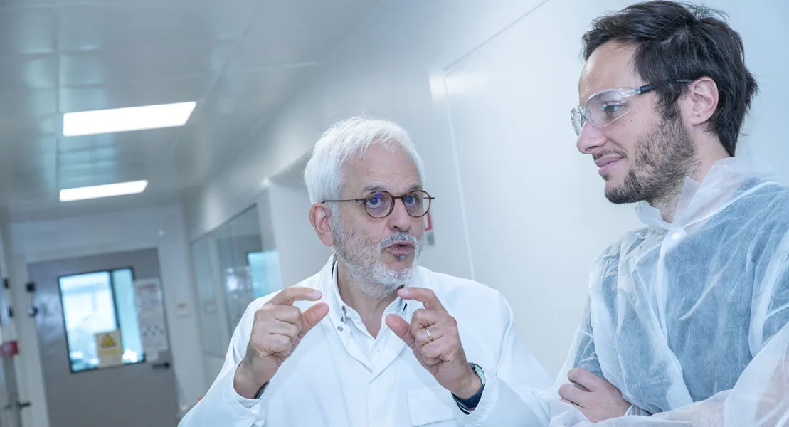 Frédéric Revah, directeur de Généthon, avec le parrain