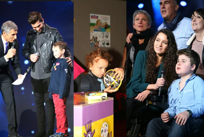 Les familles ambassadrices sur le plateau du Téléthon 2015