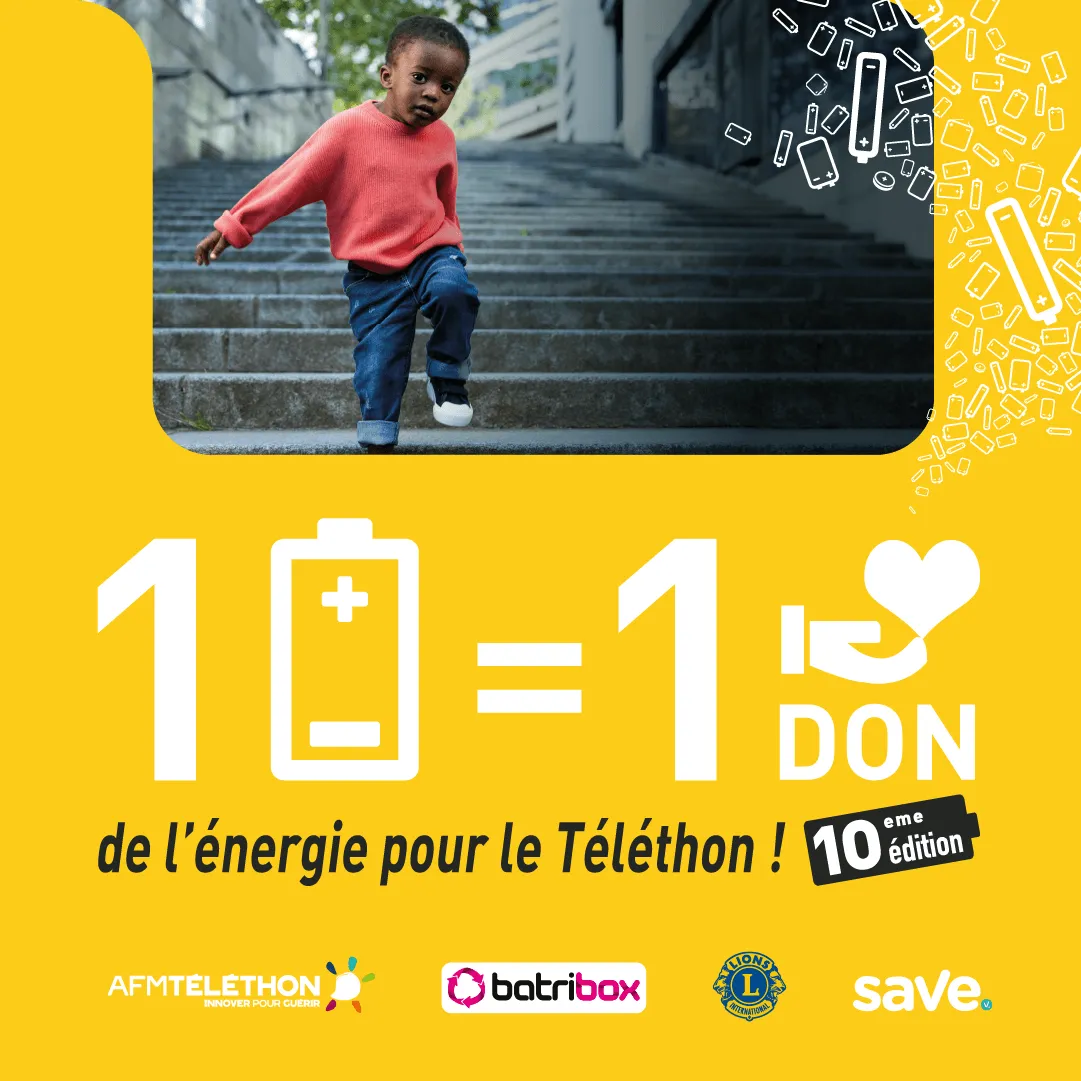 1 pile 1 don pour le téléthon avec la photo d'Ibrahima