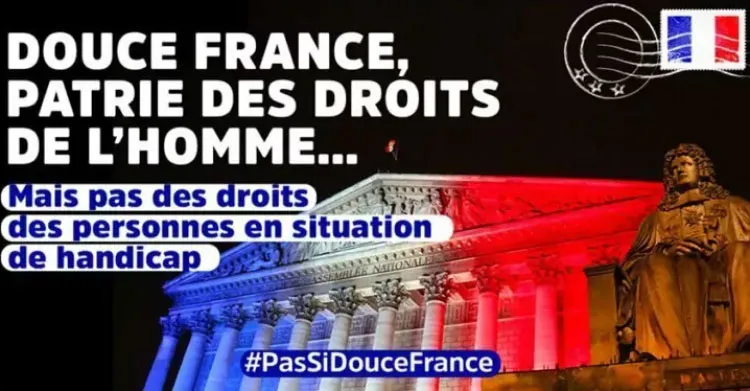 Illustration douce france patrie des droits de l'homme mais pas des personnes en situation de handicap